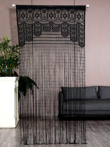 1pc Floral Pattern Tassel Curtain